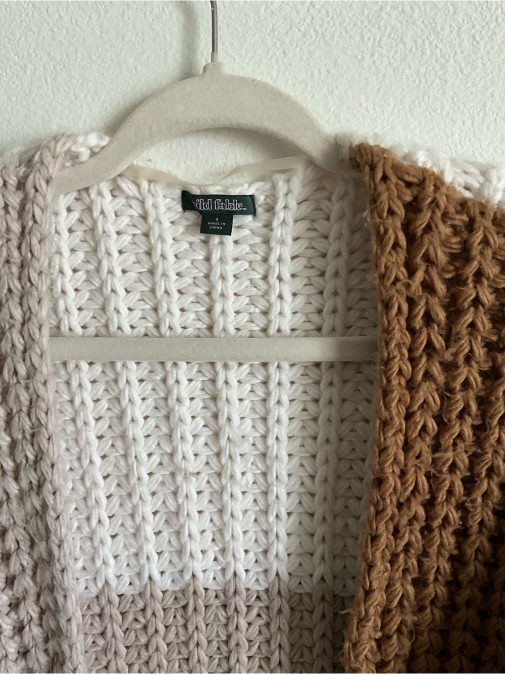 wild fable Colorblock Chunky Cardigan - Cream, Beige & Brown Small - Picture 2 of 4